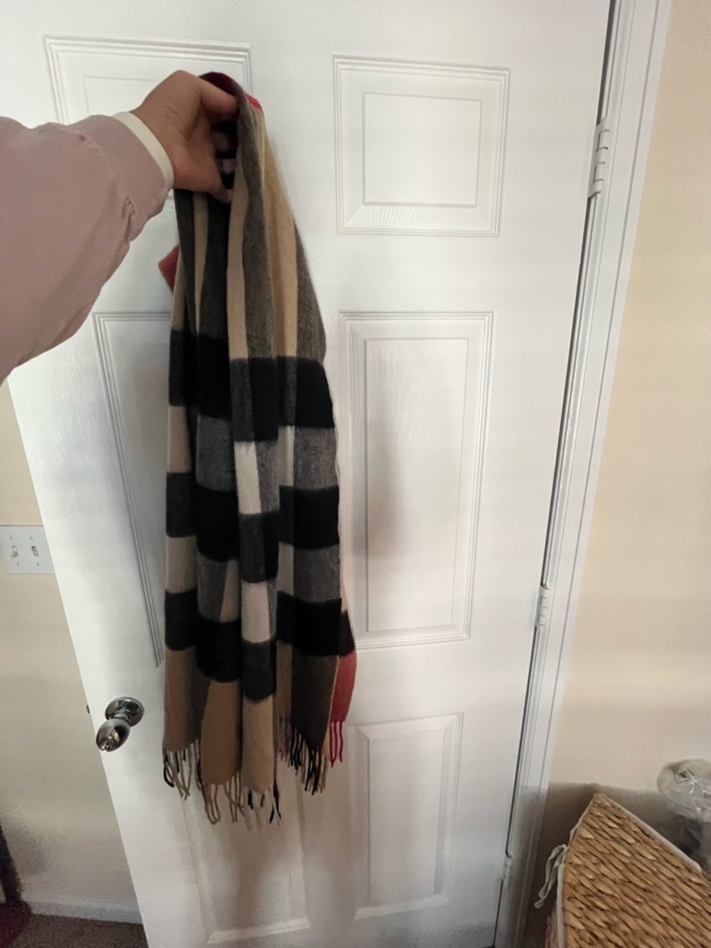 Burberry Beige Black Gray Classic Check Wool Scarf - Picture 1 of 4